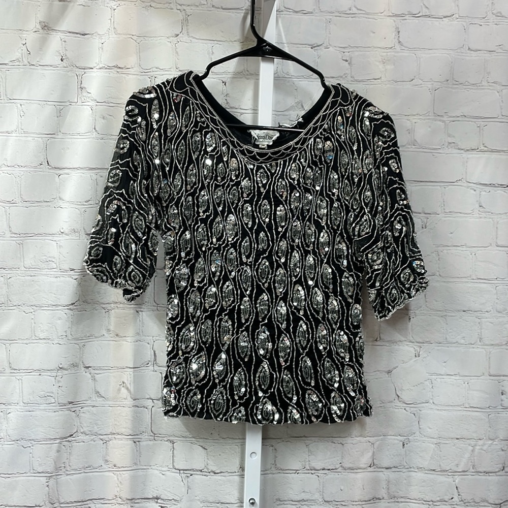 Melissa Dawn Silk sequin vintage size 1x cropped 80's
